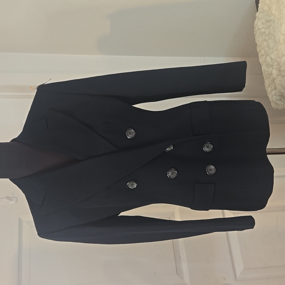 Evan Picone Classic Black Double-Breasted Blazer